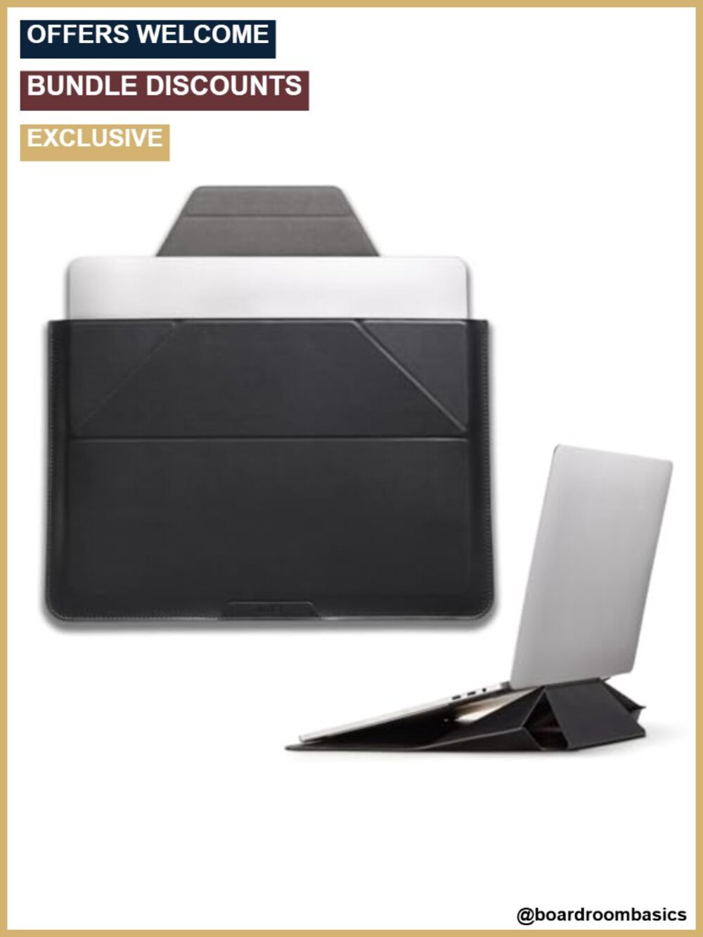 16" Laptop Sleeve Stand PU Dual Angle Expandable Storage